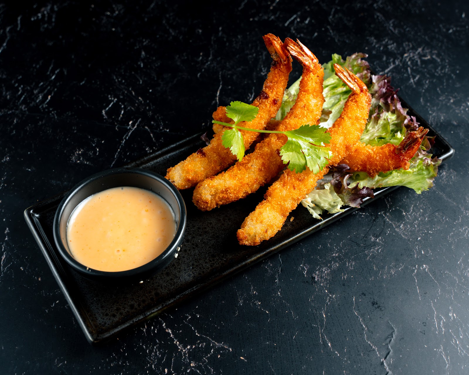 Emerald Crunch Prawns mit Dip